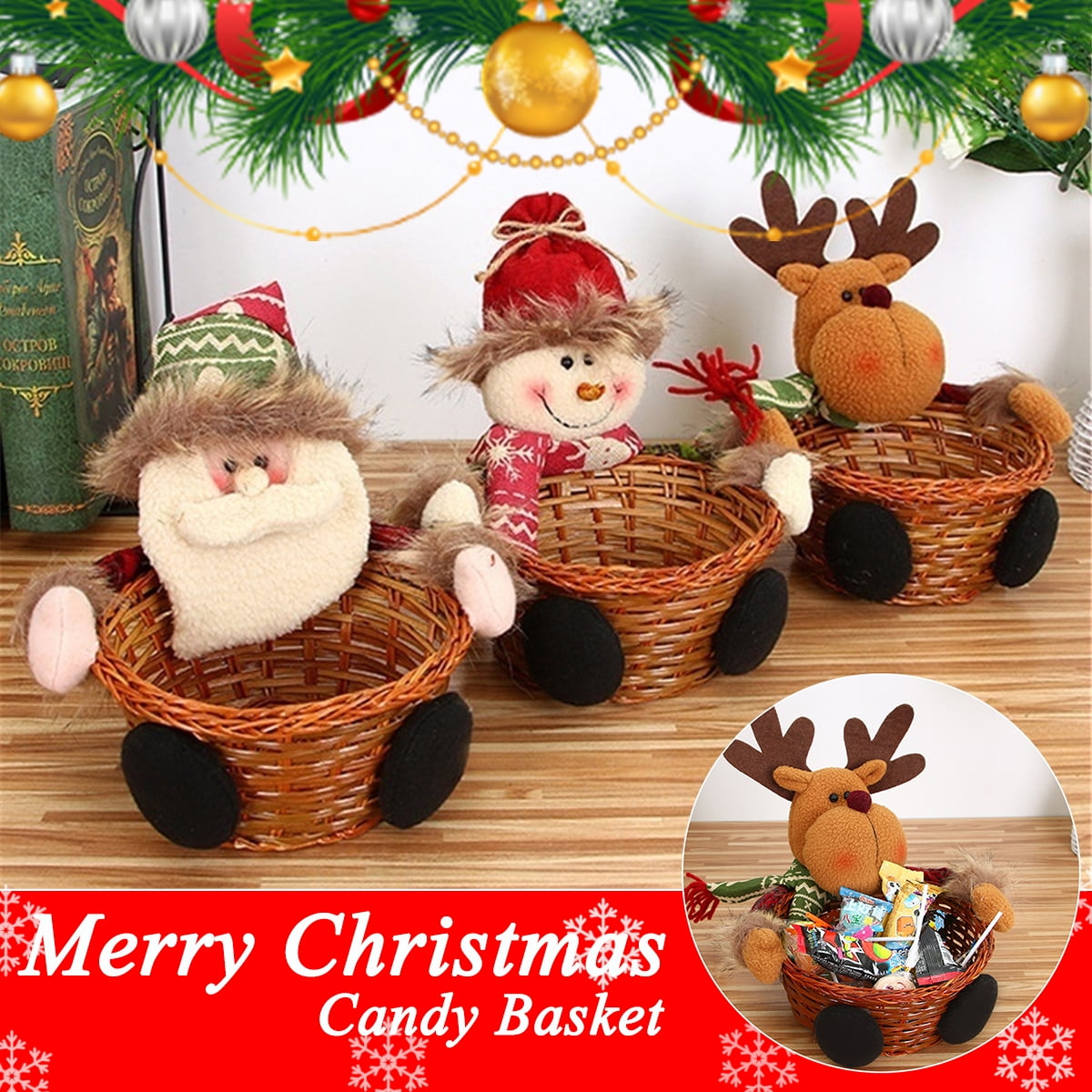 Halloween Christmas Candy Storage Basket Box Xmas Gift Home